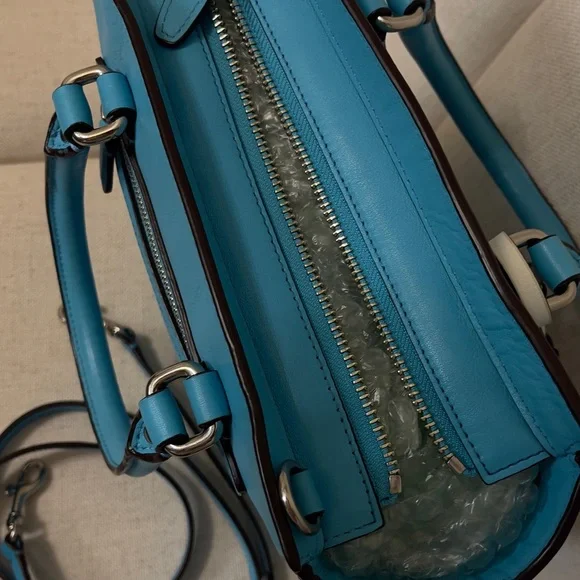 Coach Teal Leather Tote Bag - Picture 11 of 12